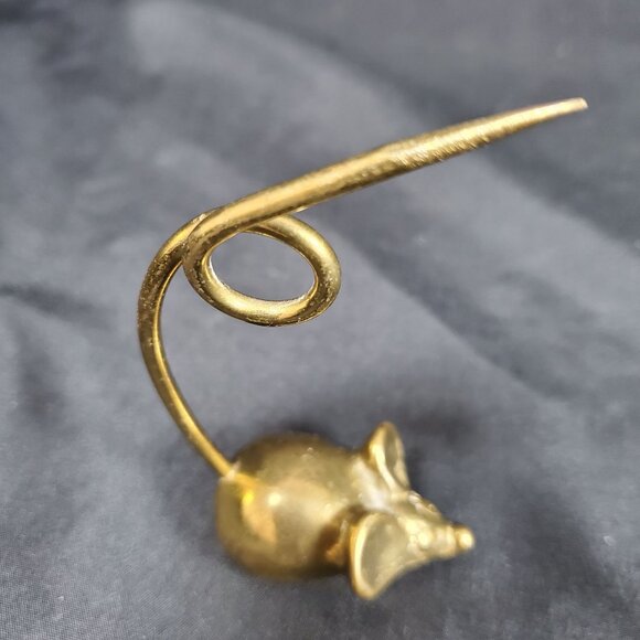 VTG Solid Brass Mouse Note Spike | Mid Century Canadian Brass Desk Paper Spike | - Picture 13 of 16
